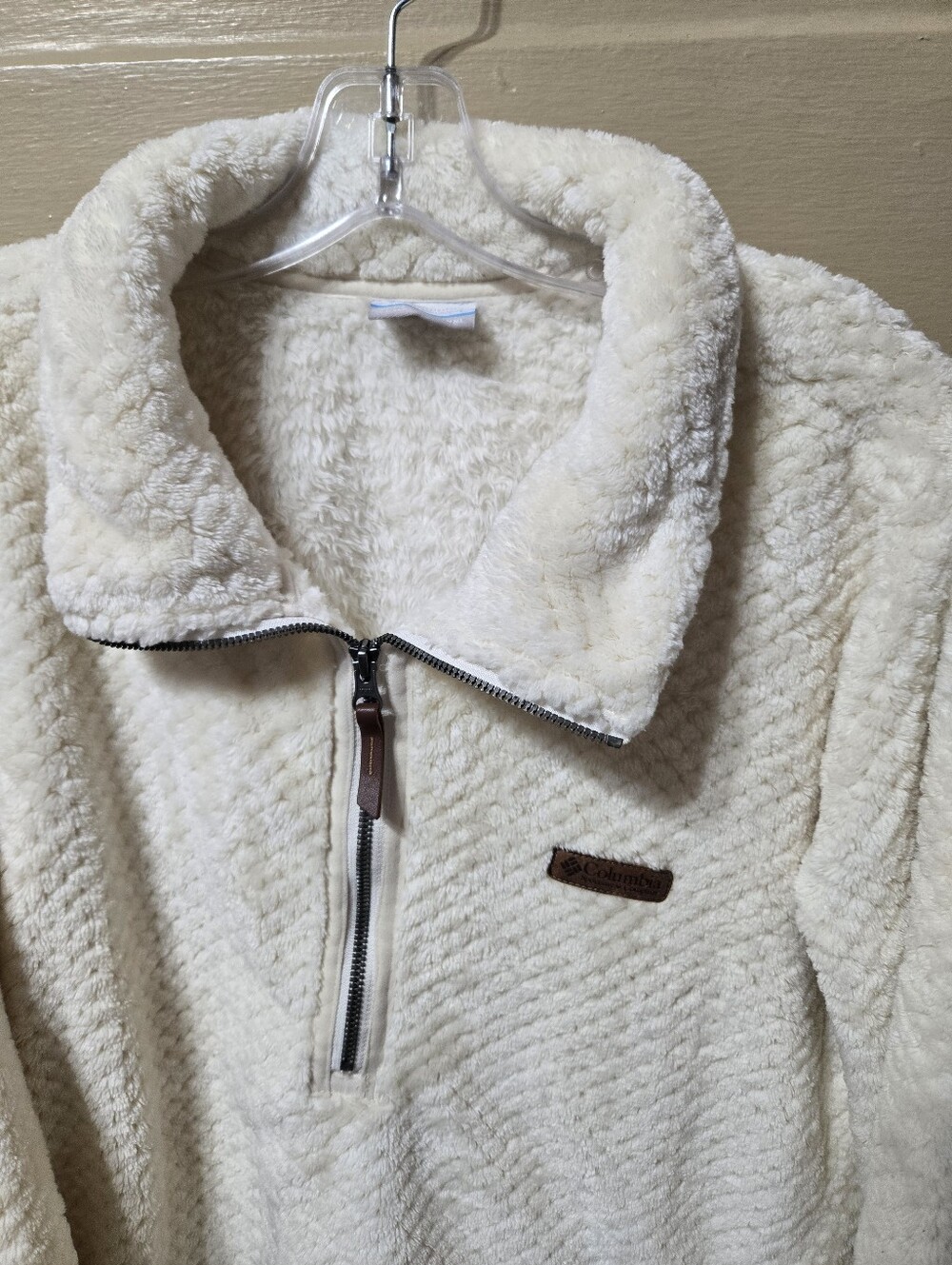 Columbia Fire Side Cream Quarter Zip Sherpa Fleece NWOT - Picture 4 of 7